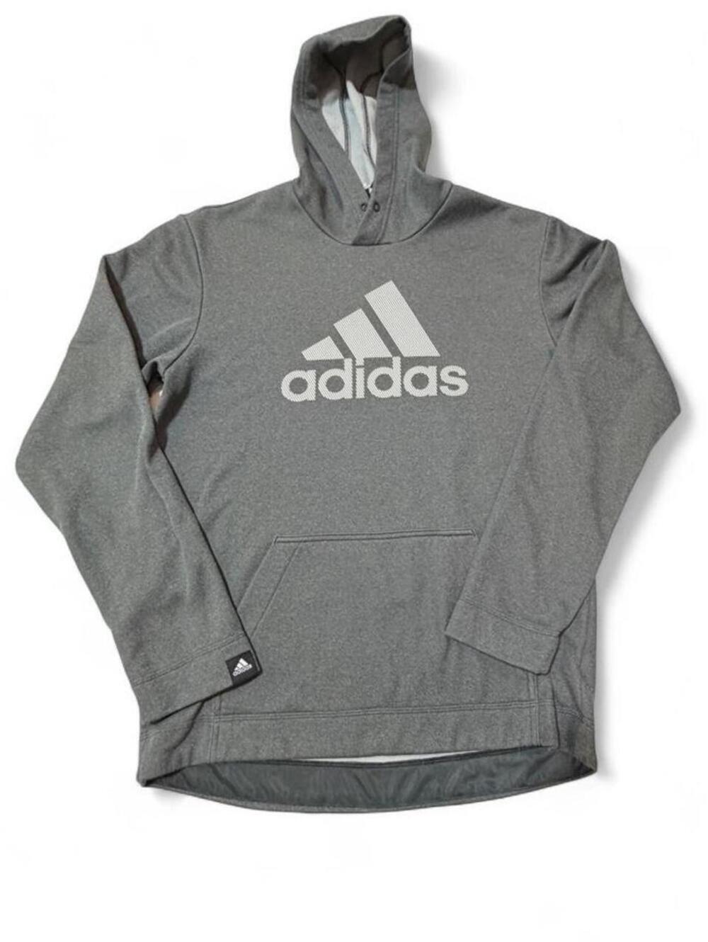 Adidas Gray Hooded Pullover Sweatshirt Medium